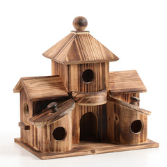 XDYGHH front view showing six-hole design and rustic appeal for attracting small birds