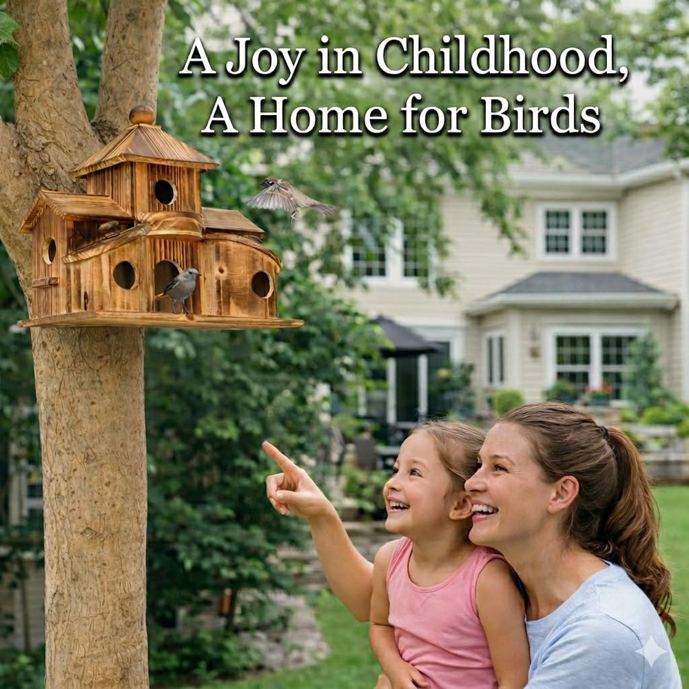 XDYGHH hanging on a branch demonstrating easy installation and natural garden integration