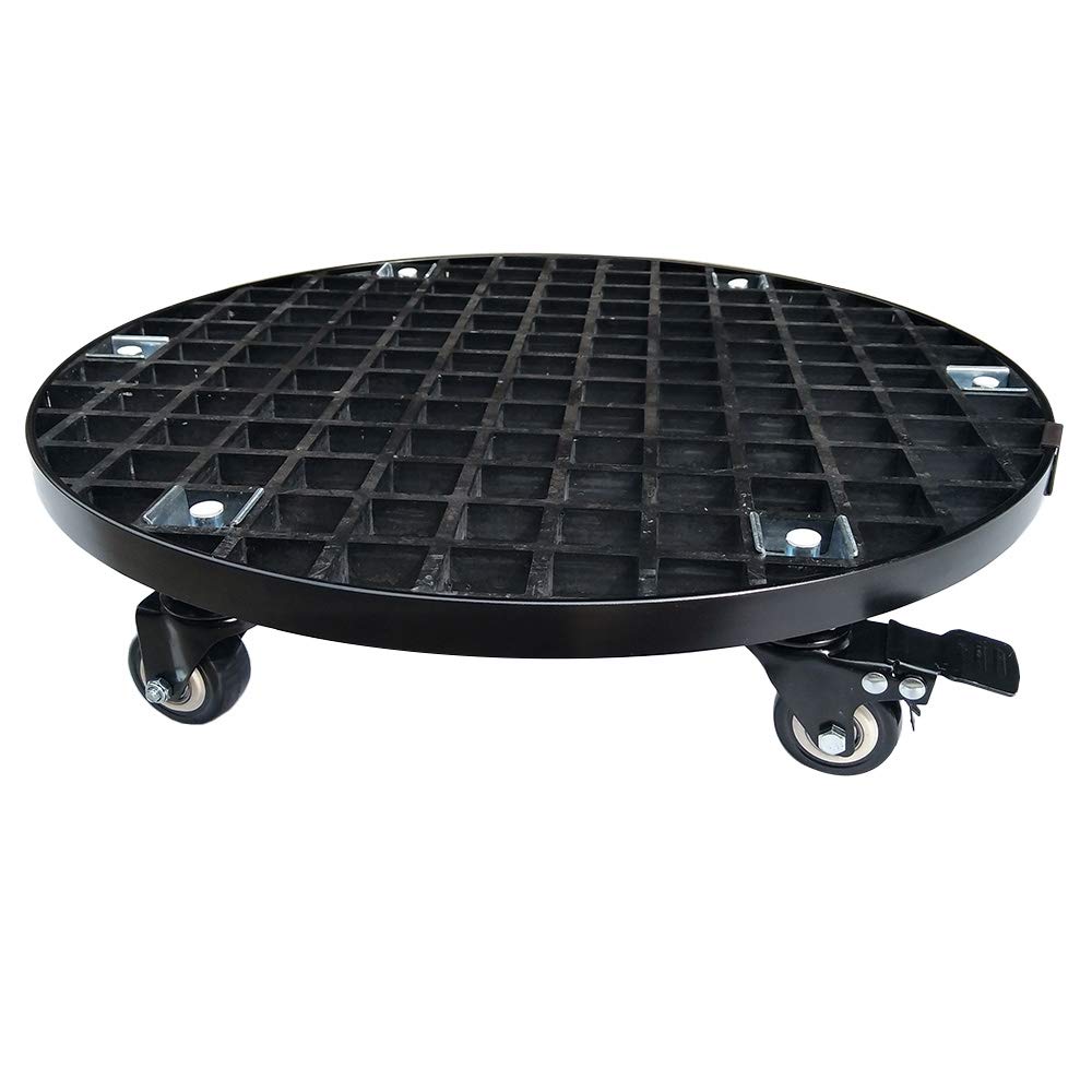 Xedragony front view of caddy showing sturdy saucer and wheels for durable support