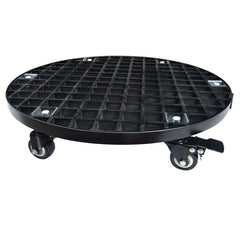 Xedragony front view of caddy showing sturdy saucer and wheels for durable support