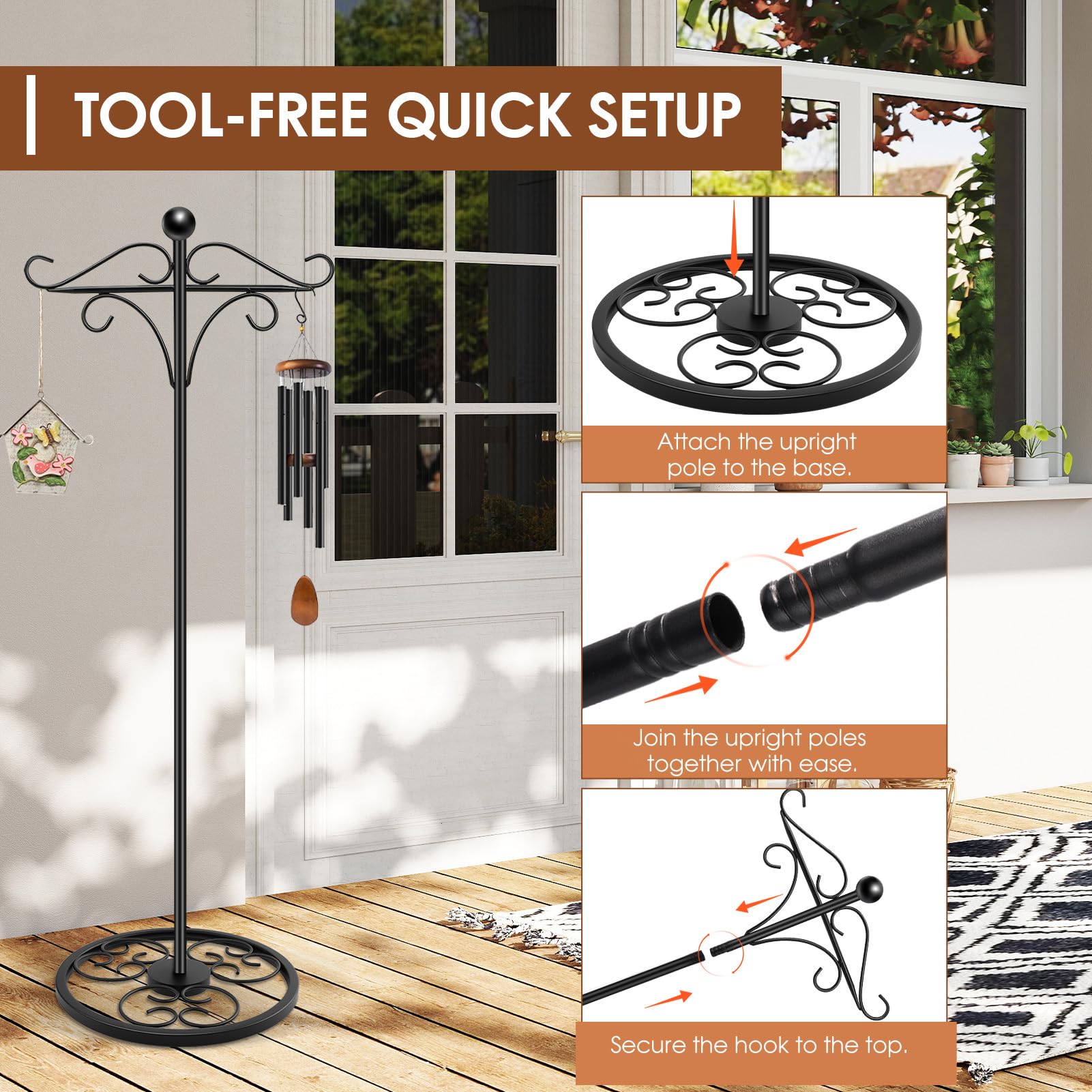 Xensdenban in garden with hanging plants enhancing outdoor decor
