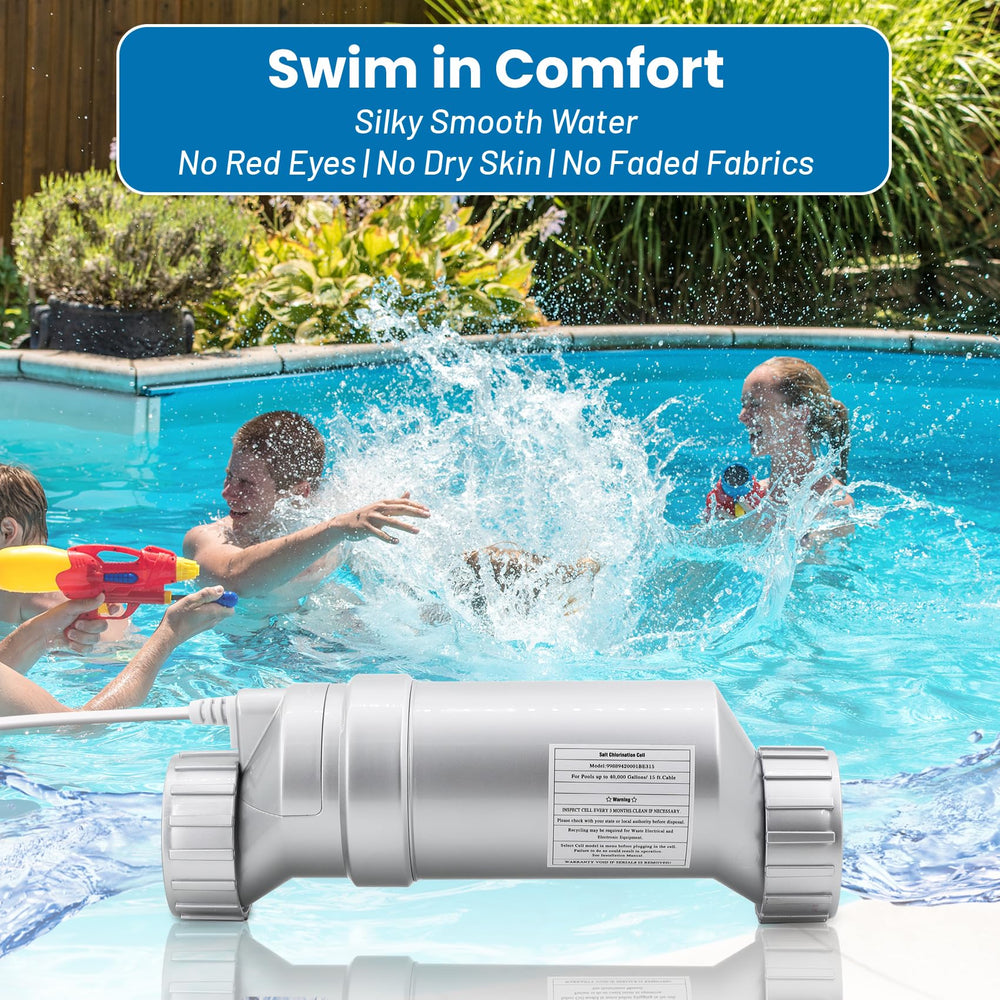 XHHEZQ compatibility label beside pool controller confirming firmware support benefit