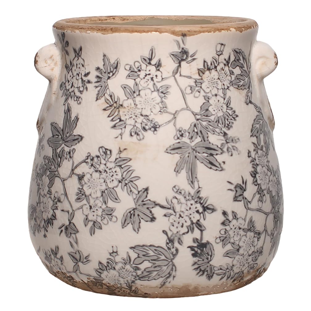 Xiaan Jiaju front view crock planter shows vintage charm and versatile display benefit
