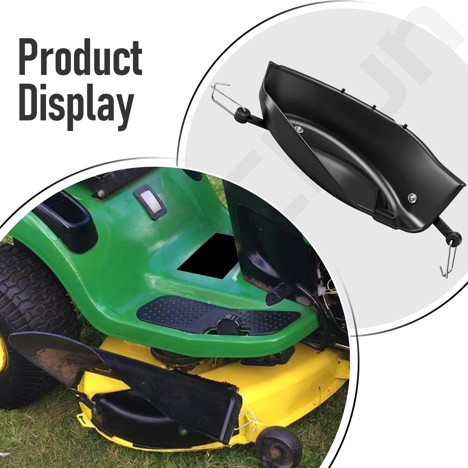 Xiaochun mulch cover on a lawn tractor in use for neater mowing benefit