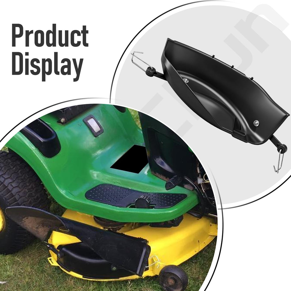 Xiaochun mulch cover on a lawn tractor in use for neater mowing benefit