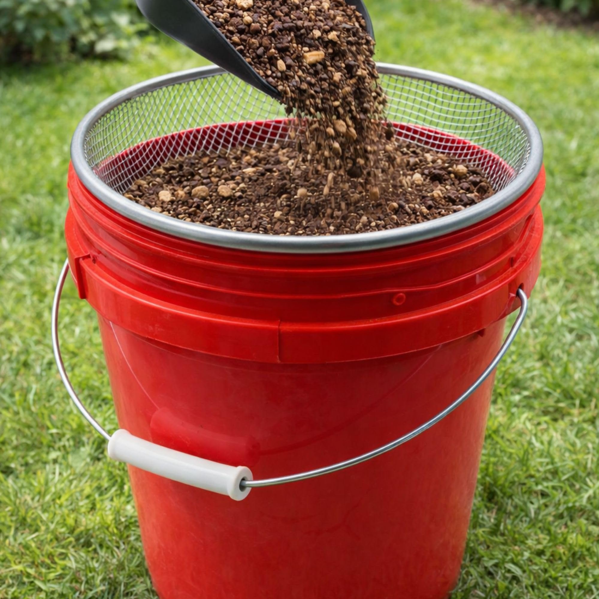 Xicooka removing gravel and stones onto a tarp for neat separation and reuse