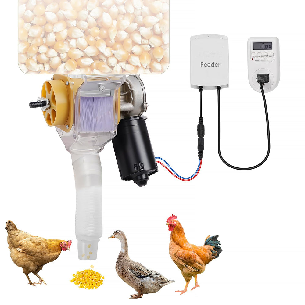 XIEEIX front view with transparent hopper showing feed levels for easy monitoring