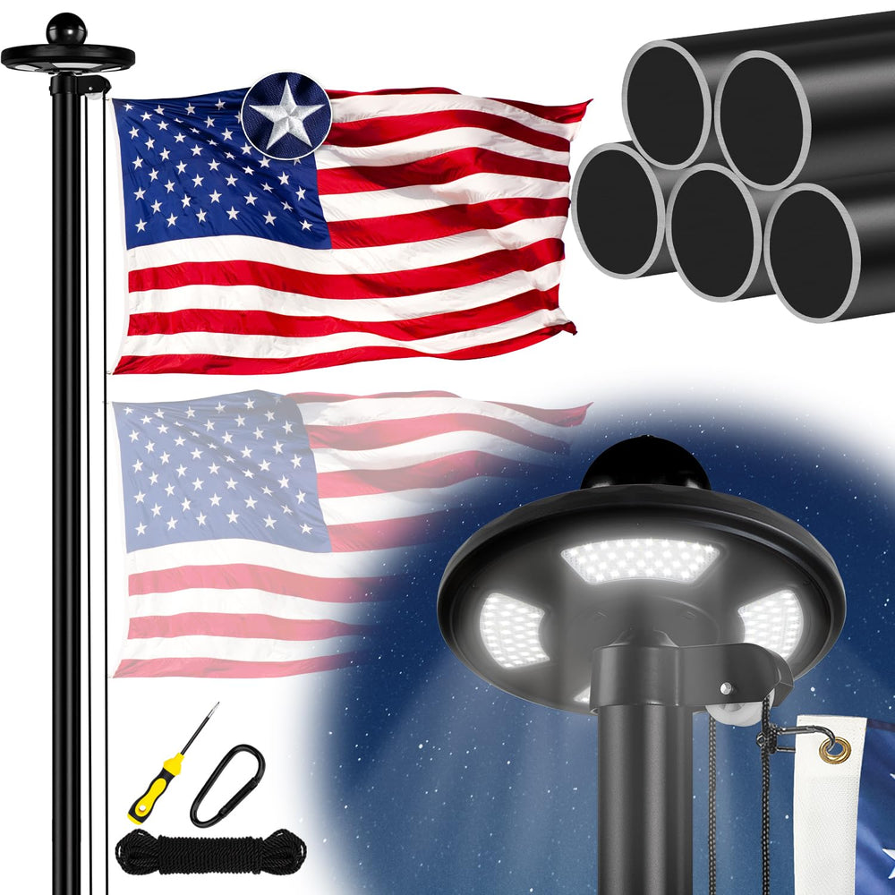 XIFAN flagpole full assembled front showing durable profile and curb appeal