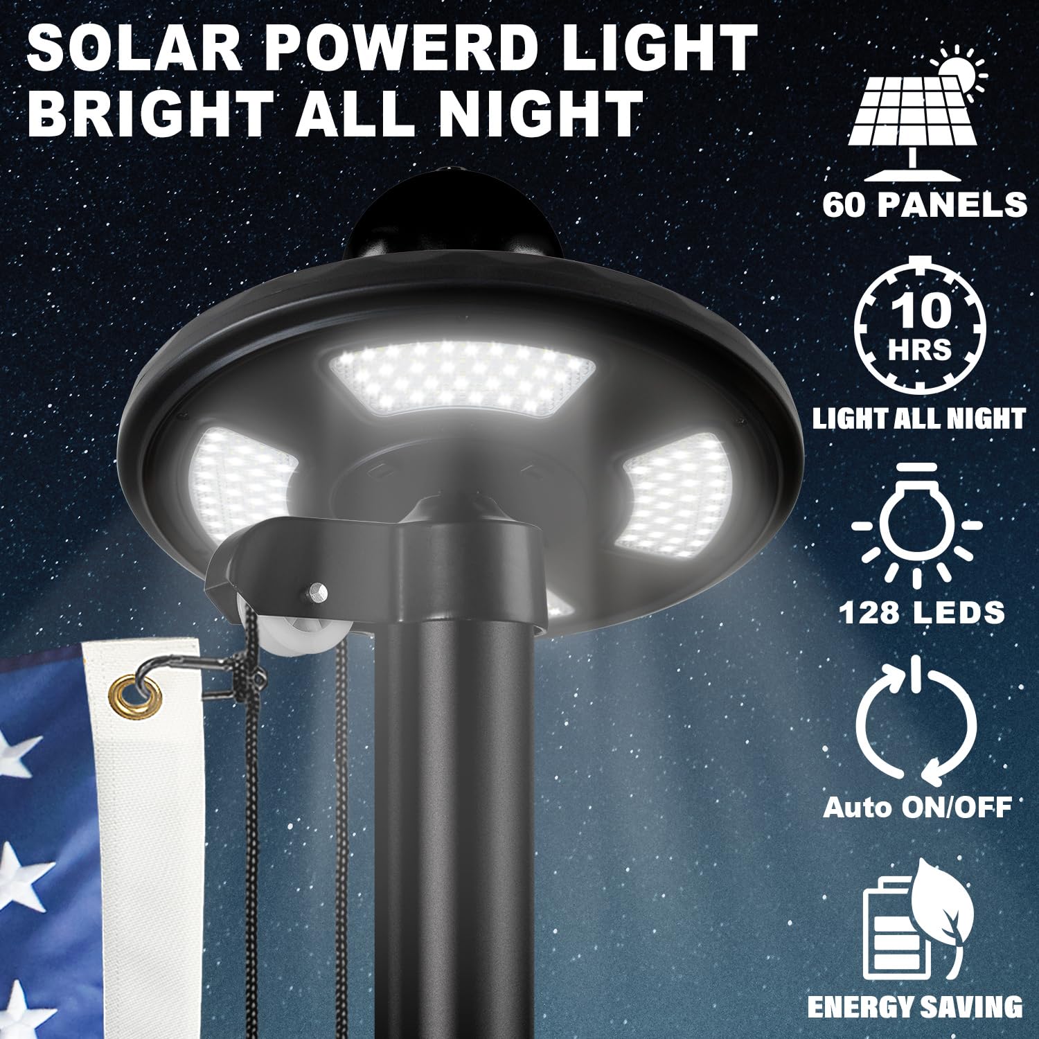 XIFAN solar light closeup top with LEDs for reliable night illumination