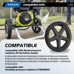 Ximoon wheels installed on pressure washer for easier transport