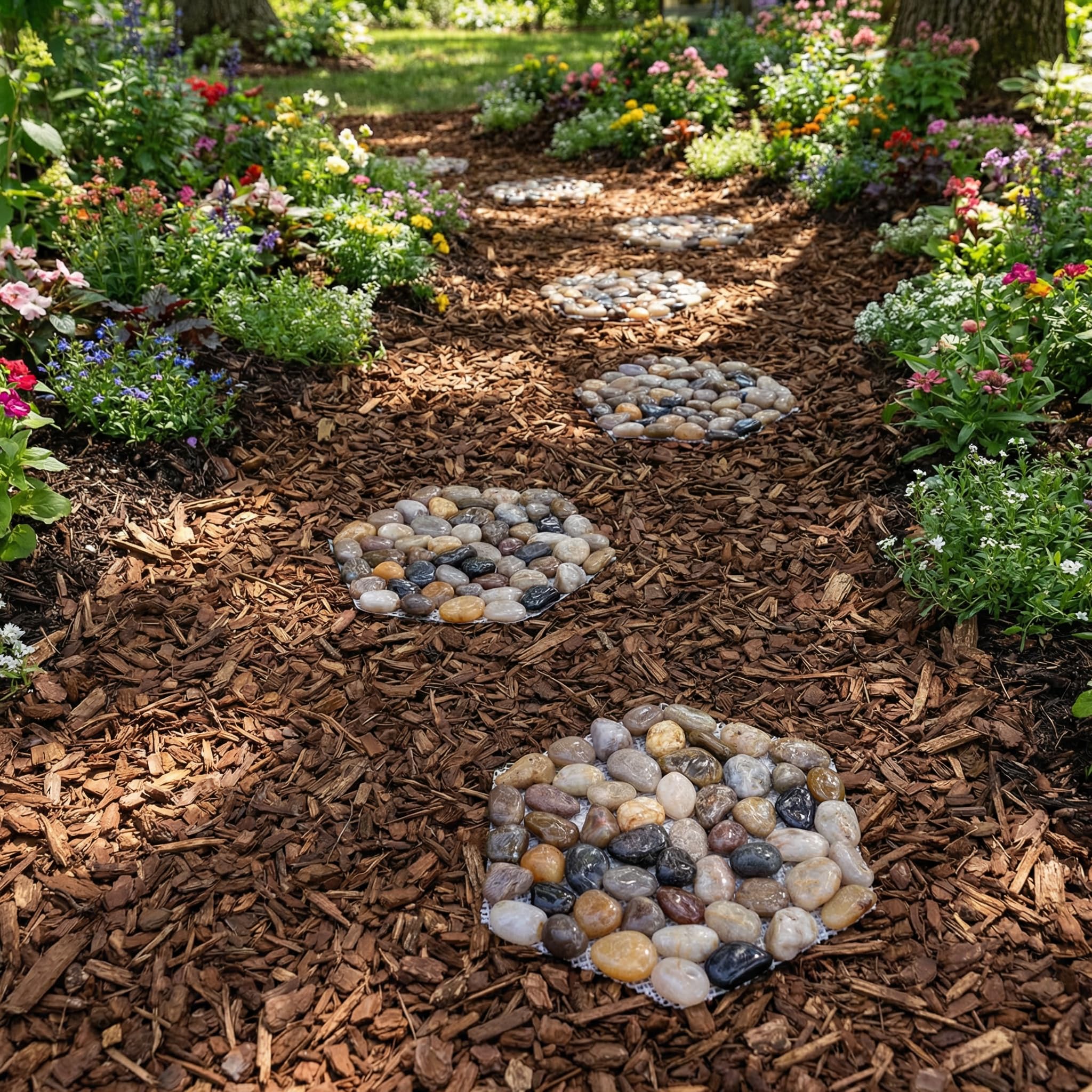 Xindian stones adjacent to patio seating adding decorative border and cohesive outdoor style
