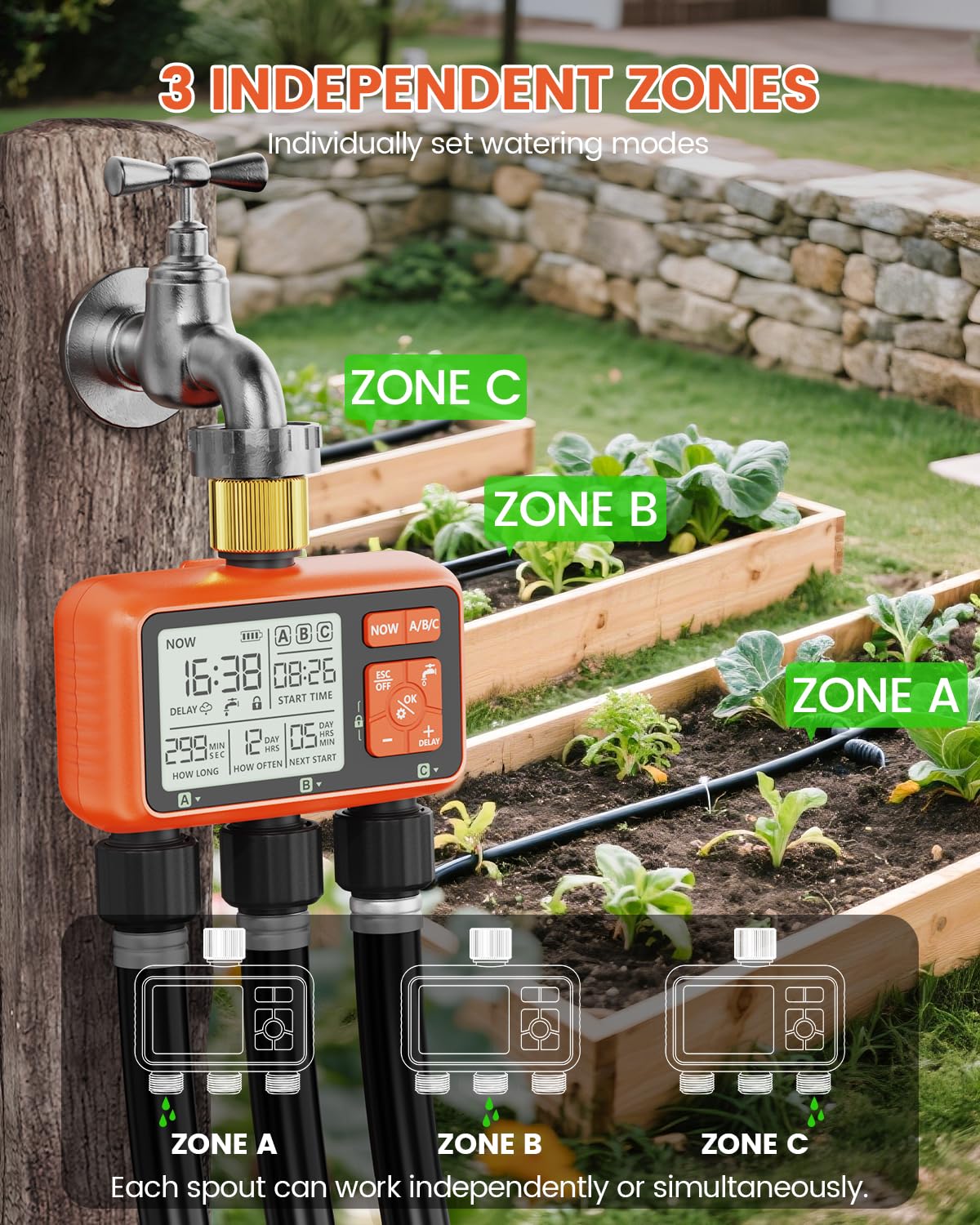XinFuture connected to garden faucet demonstrating leak-free installation and reliability