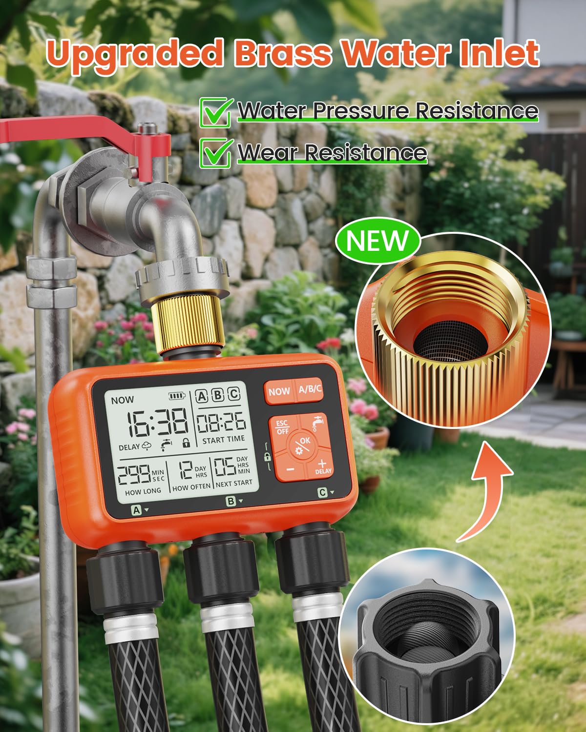 XinFuture brass inlet close-up highlighting corrosion resistance and secure seal