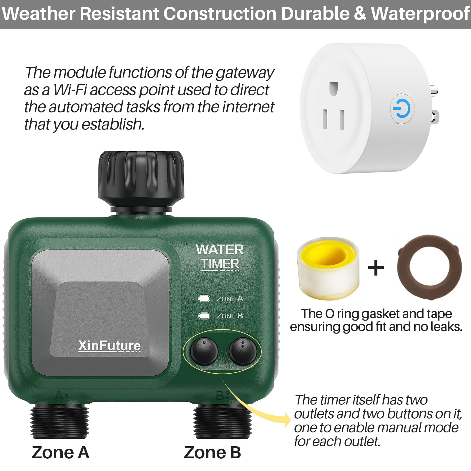 XinFuture mobile app screen showing schedule setup and remote watering convenience