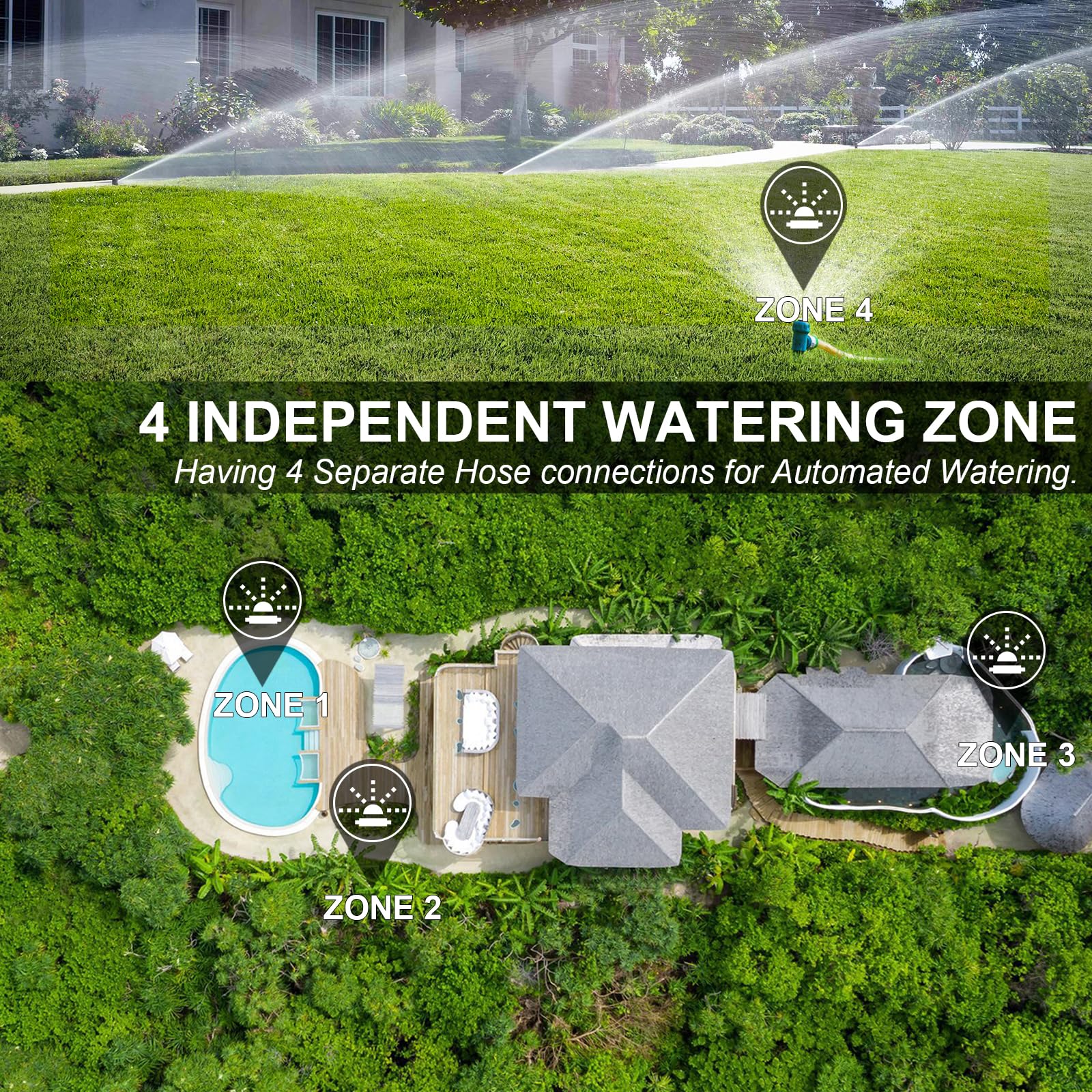 XinFuture in a garden setting watering containers and flower beds for convenience
