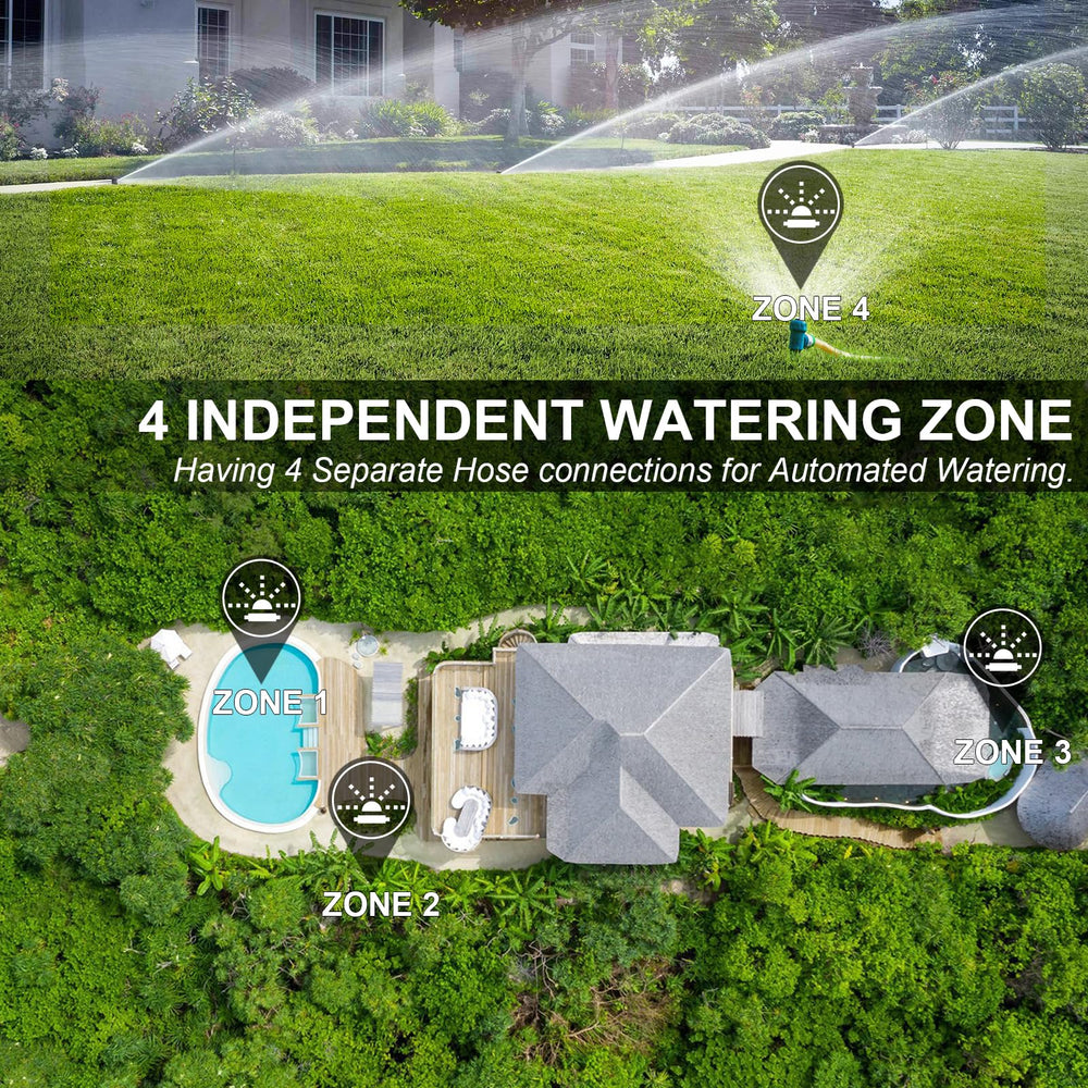XinFuture in a garden setting watering containers and flower beds for convenience