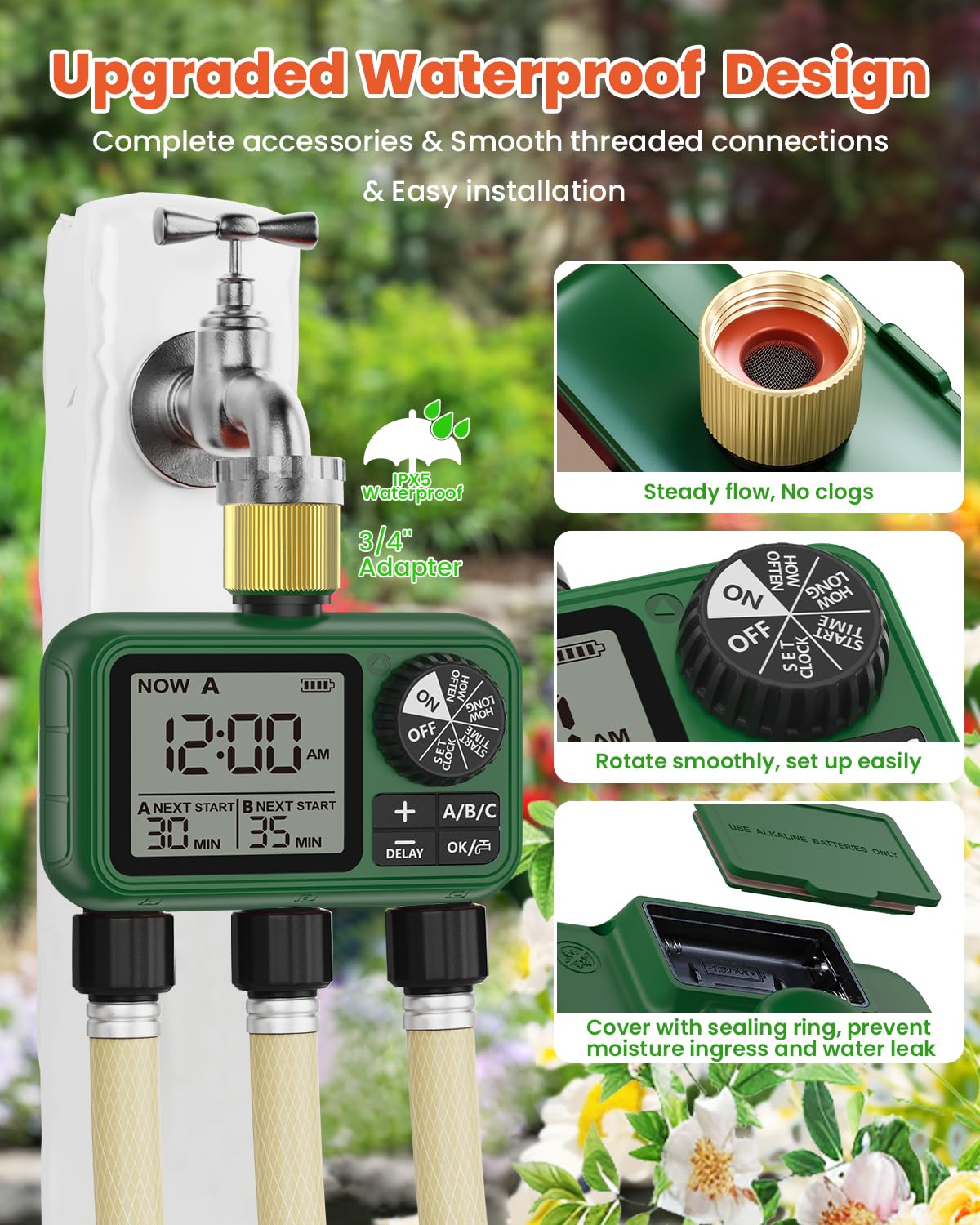 XinFuture hose attached in use watering lawn with zone-specific control benefit