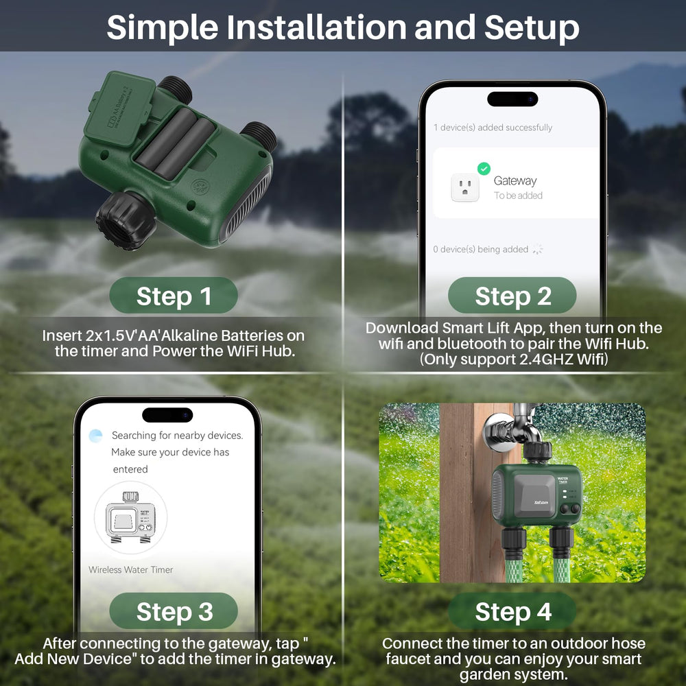 XinFuture timer installed on outdoor faucet delivering reliable hose irrigation