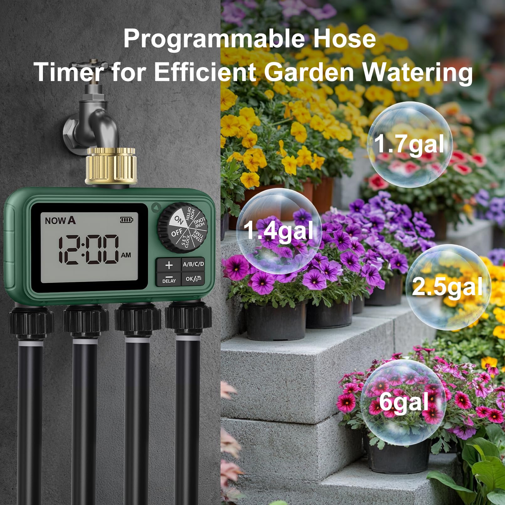 XinFuture mounted on garden spigot showing tool-free installation and secure fit