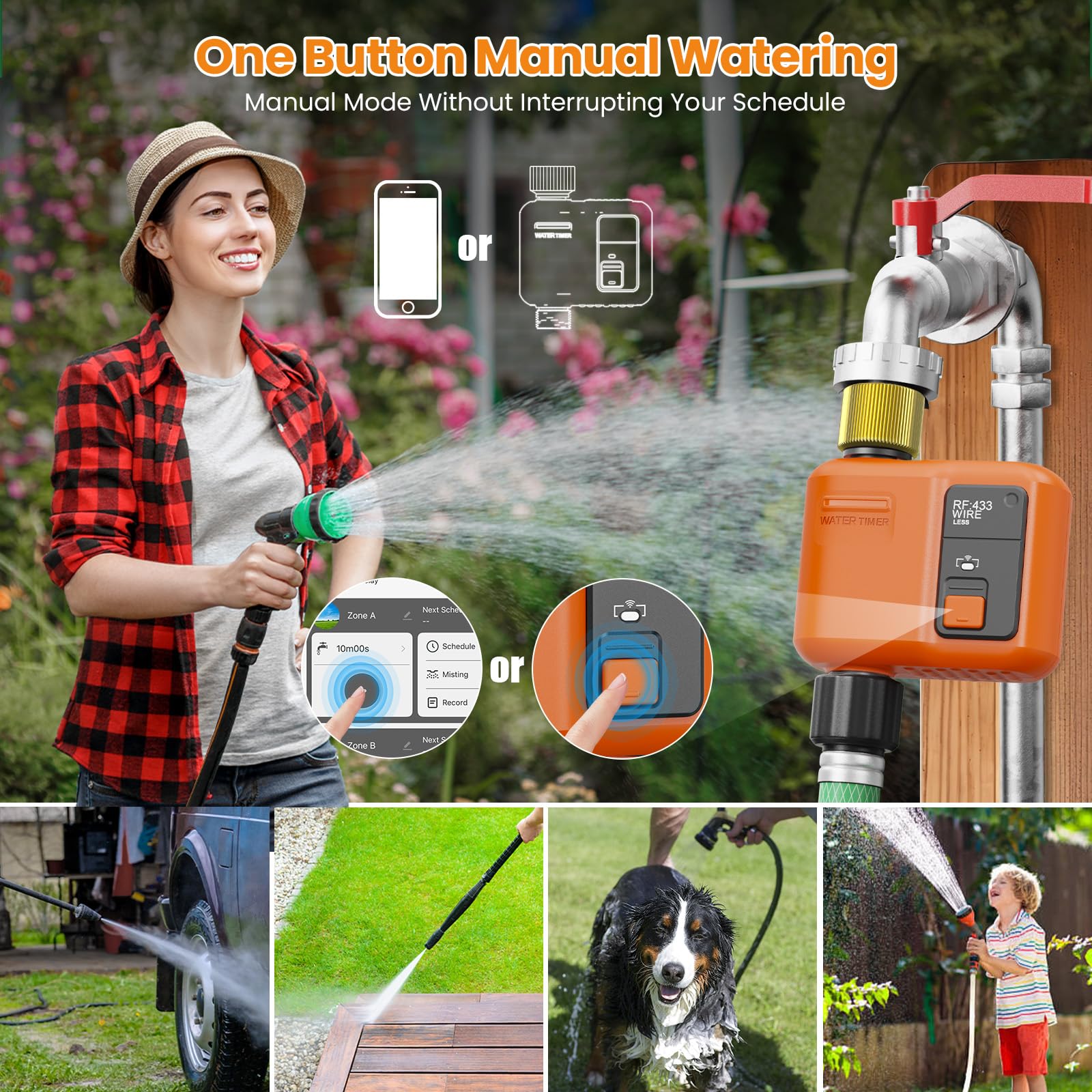 XinFuture manual button in use for instant watering and quick tasks