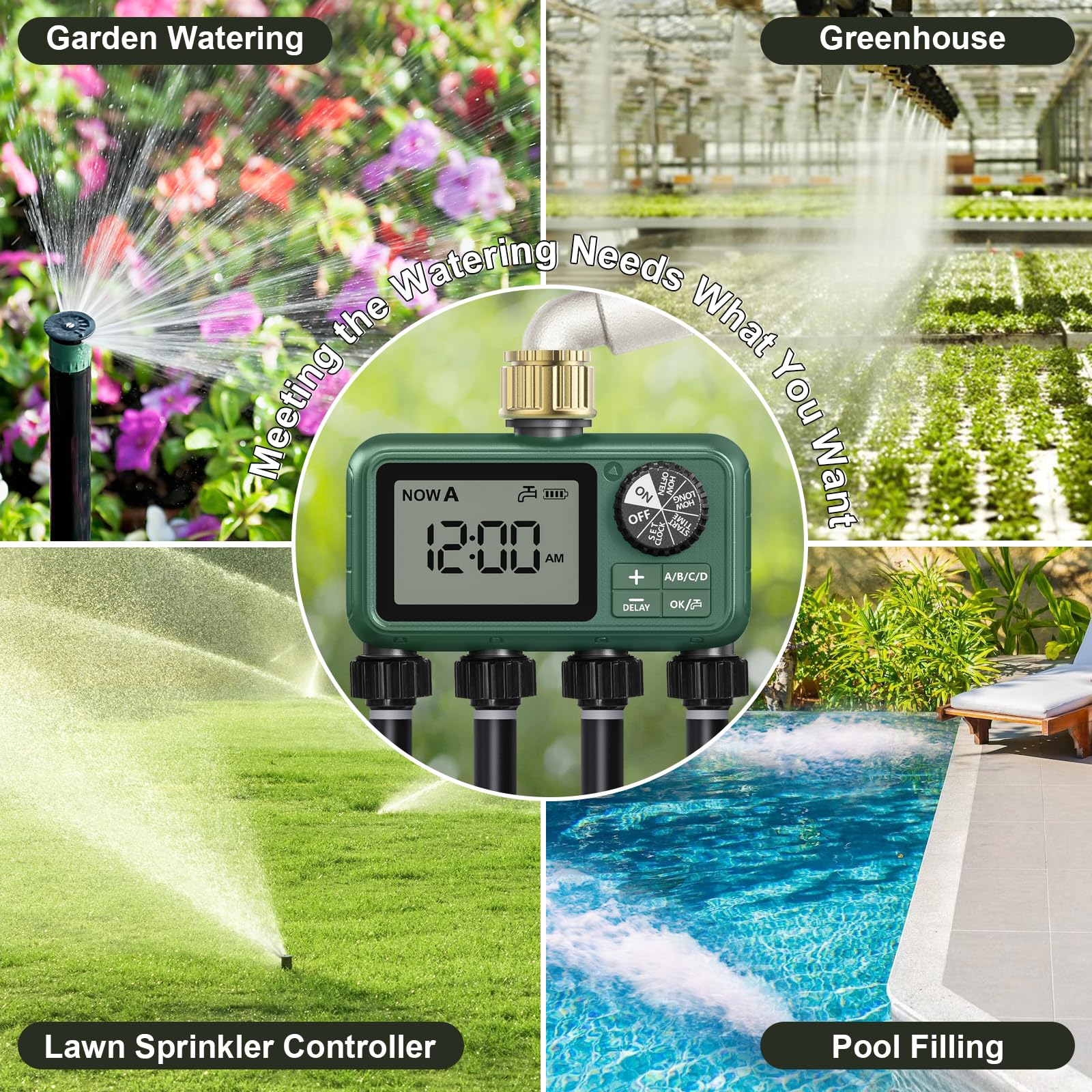XinFuture size comparison with hand showing compact weatherproof garden timer