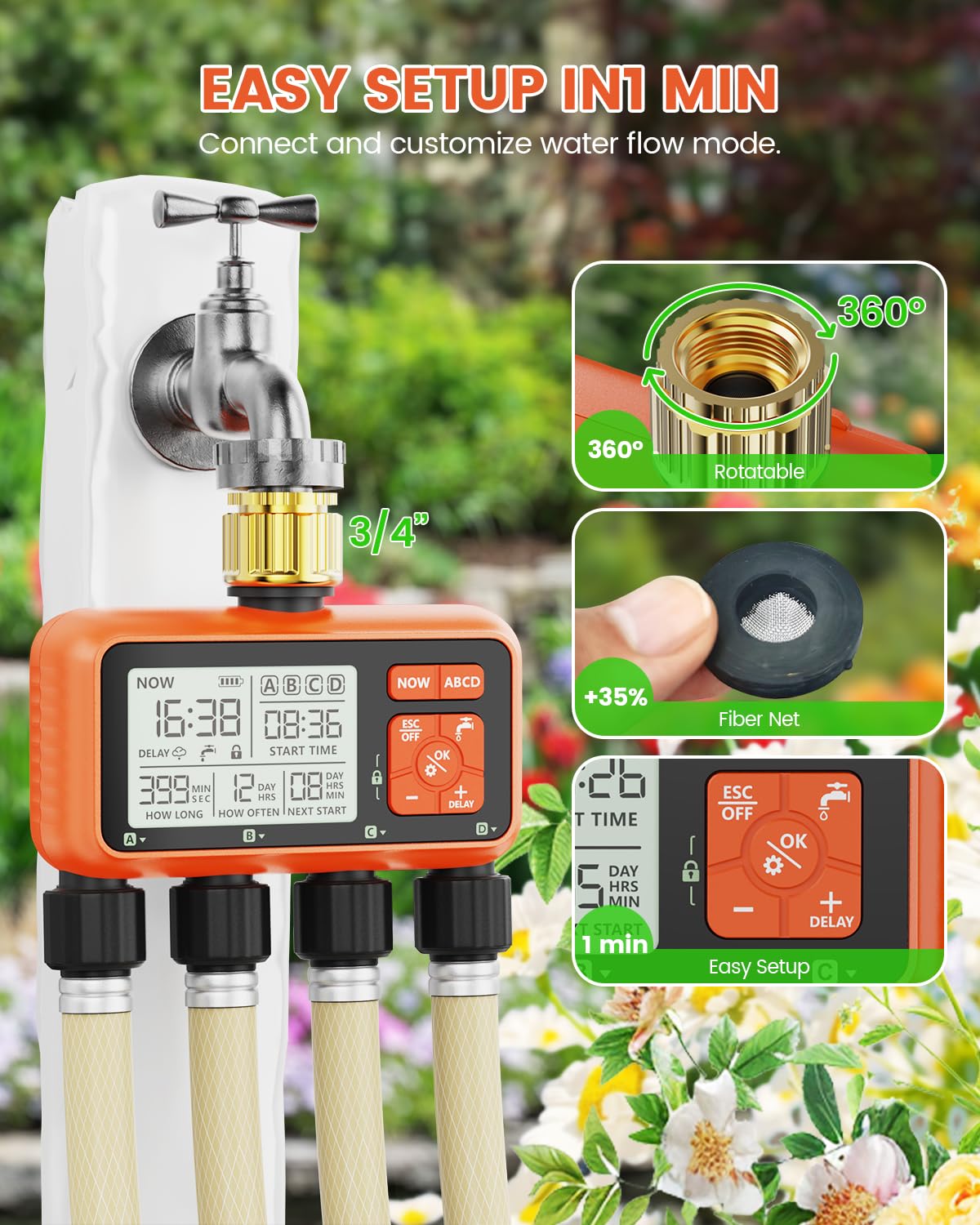 XinFuture watering a lawn to show even coverage and automated watering convenience