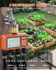 XinFuture valve connections illustrating four independent zone outlets for precise irrigation