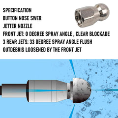 Xiny Tool rotating nozzle close-up, showing 360-degree cleaning action for thorough scouring