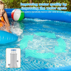 XINYIQI pump connected to above-ground pool hoses demonstrating plug-and-play setup benefit