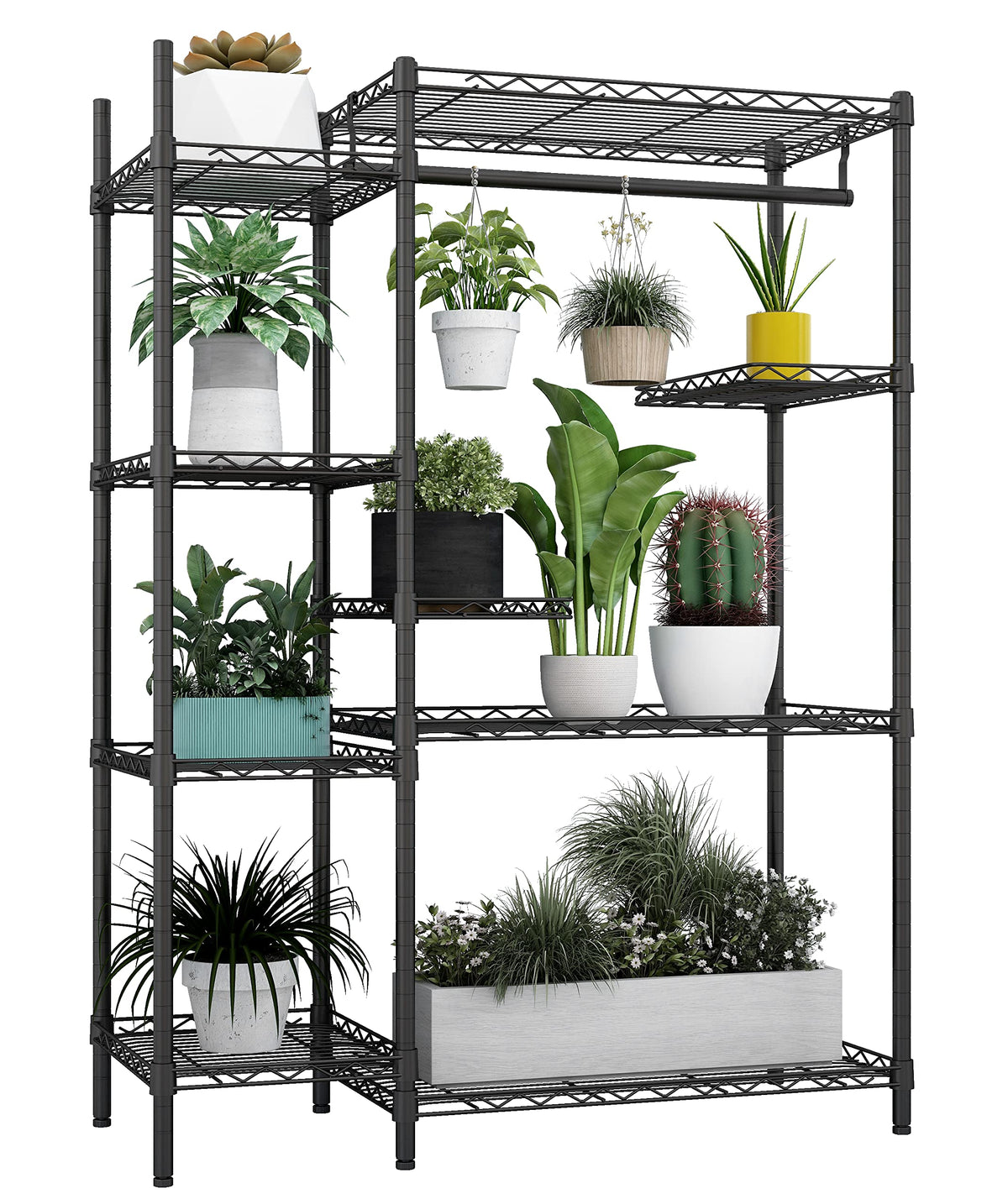 Xiofio front view of assembled plant stand showing organized vertical display and sturdiness
