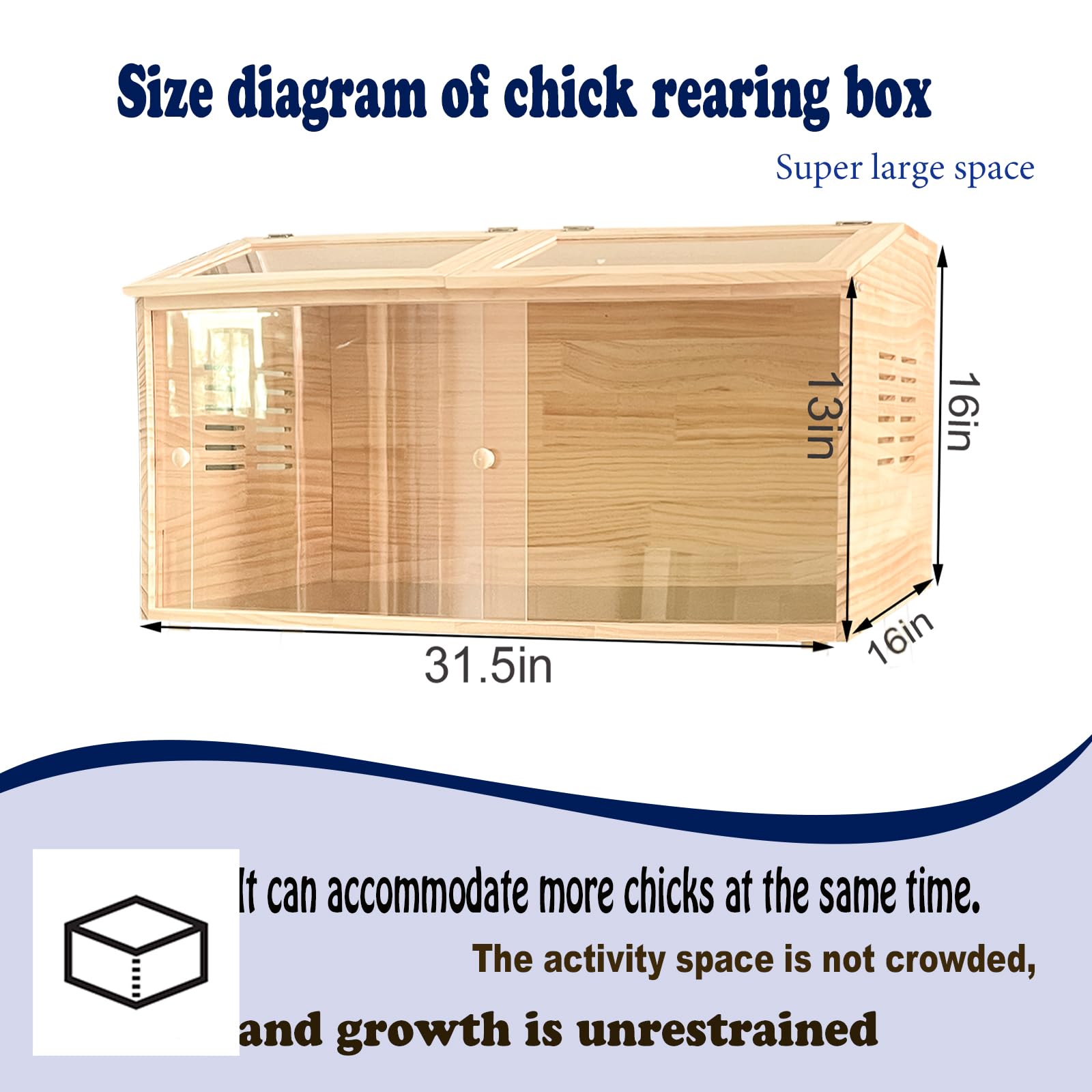 XITIANKJ size comparison with chicks demonstrates roomy starter space