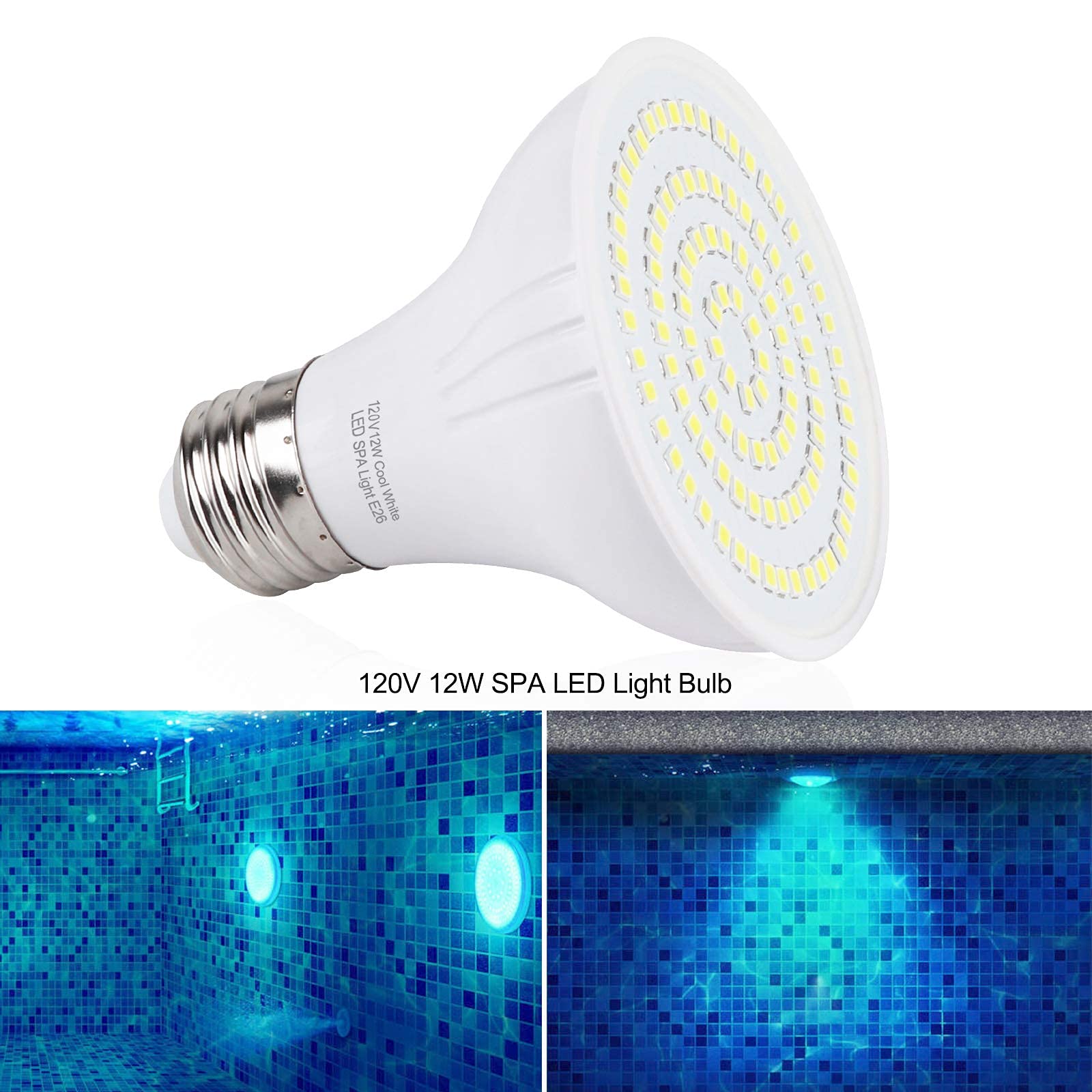 XIUBE bulb lighting a pool at night showing bright output and benefit improved visibility