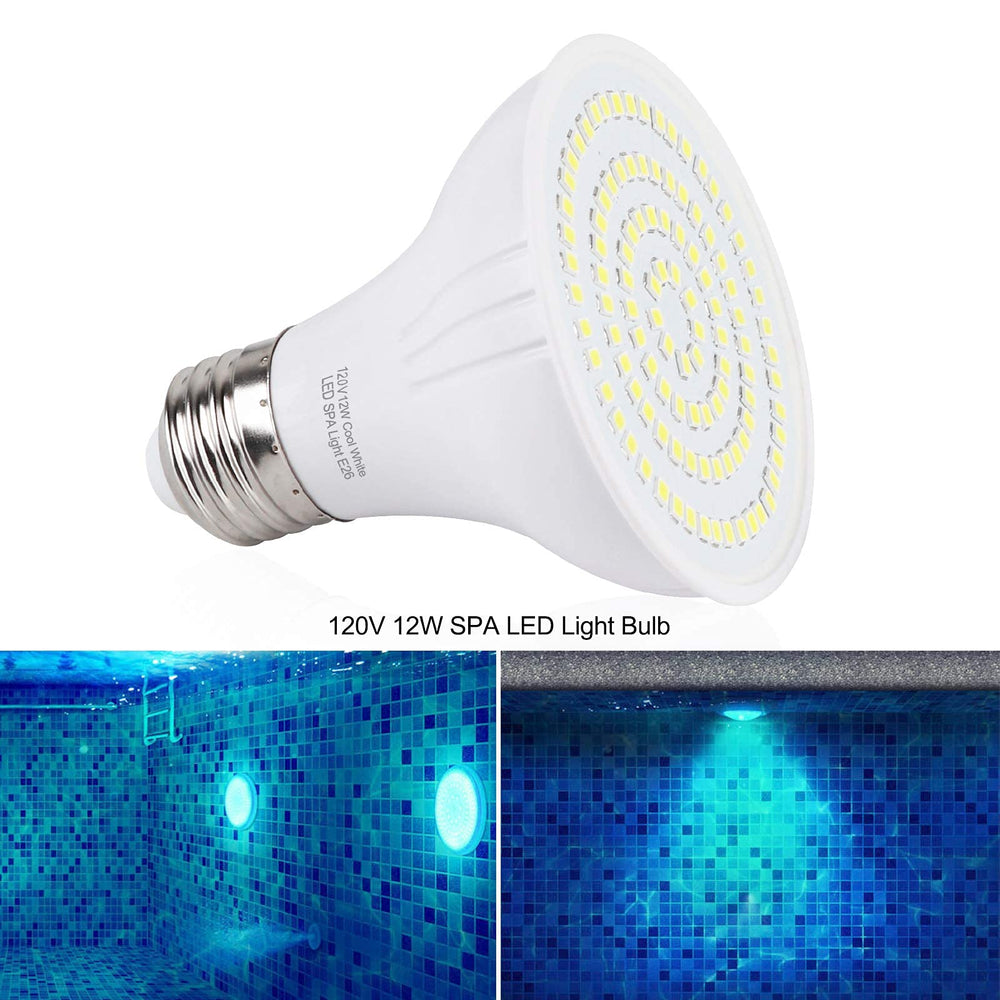 XIUBE bulb lighting a pool at night showing bright output and benefit improved visibility