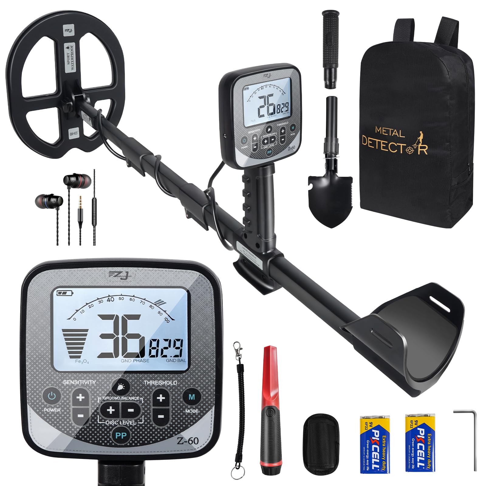 xiutantxmd PRO-Z60 front view showing complete detector kit and ready-to-use setup