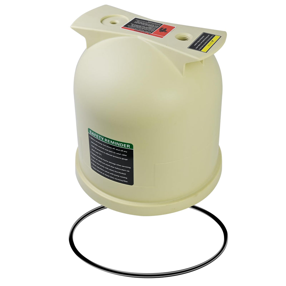 XJJ almond lid front view showing a secure replacement cover and restored fit