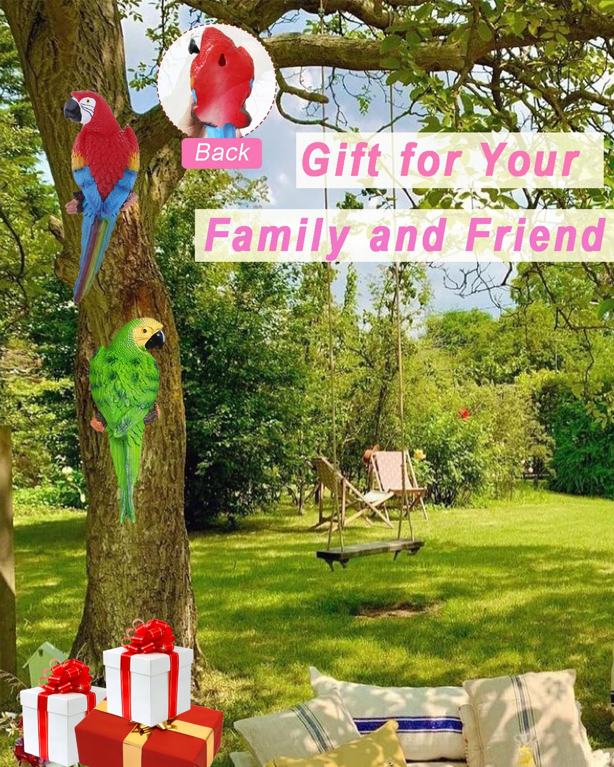 XKFLAUHM parrot hung on palm tree offering instant tropical decoration