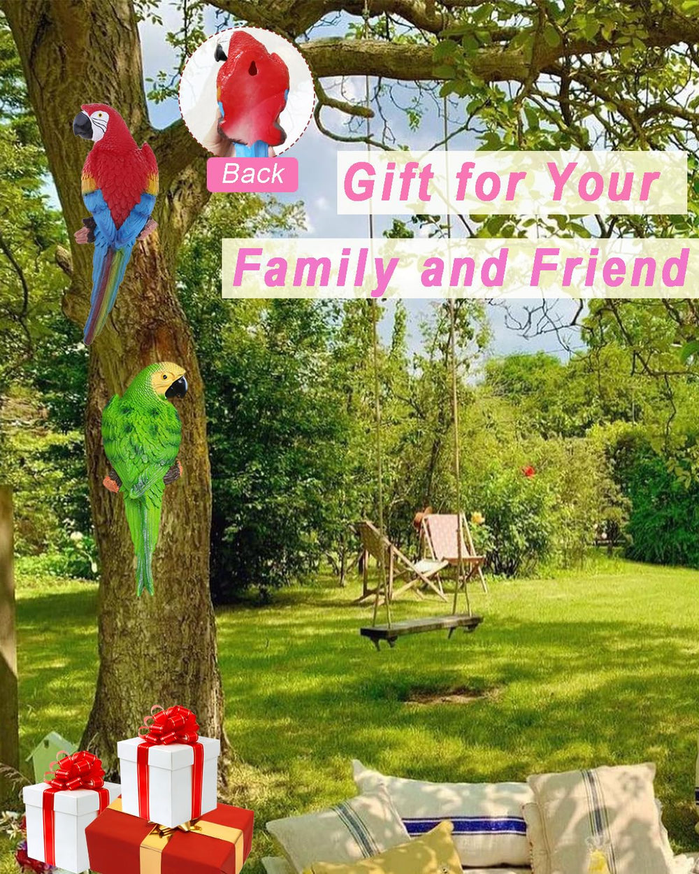 XKFLAUHM parrot hung on palm tree offering instant tropical decoration