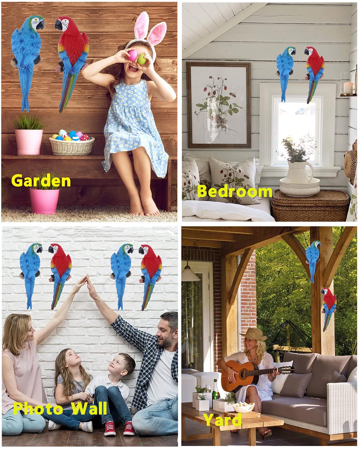 XKFLAUHM parrot perched on patio rail adding instant tropical décor to porch