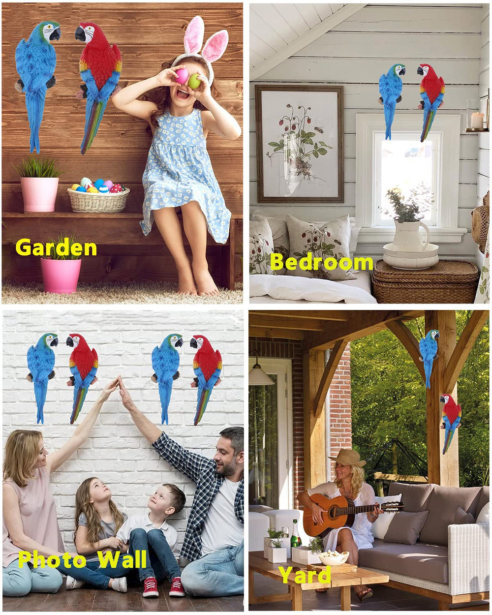 XKFLAUHM parrot perched on patio rail adding instant tropical décor to porch