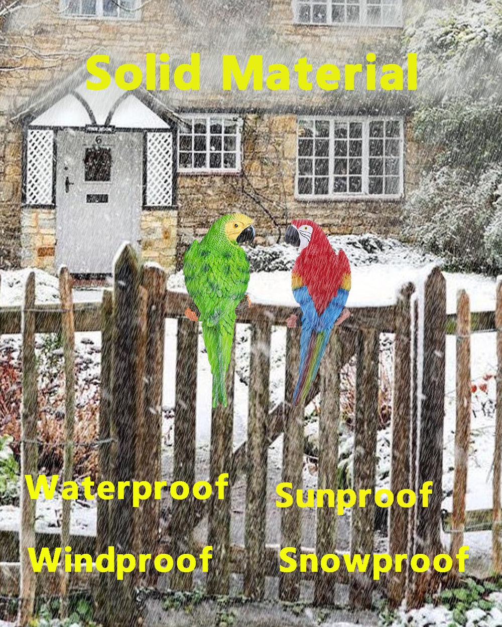 XKFLAUHM parrot held by hand showing 12.5 inch scale and easy mounting