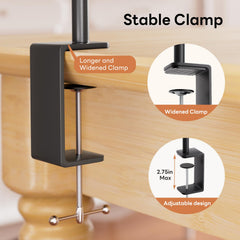 XLHOMO clamp close-up demonstrating strong table grip and reliable mounting benefit