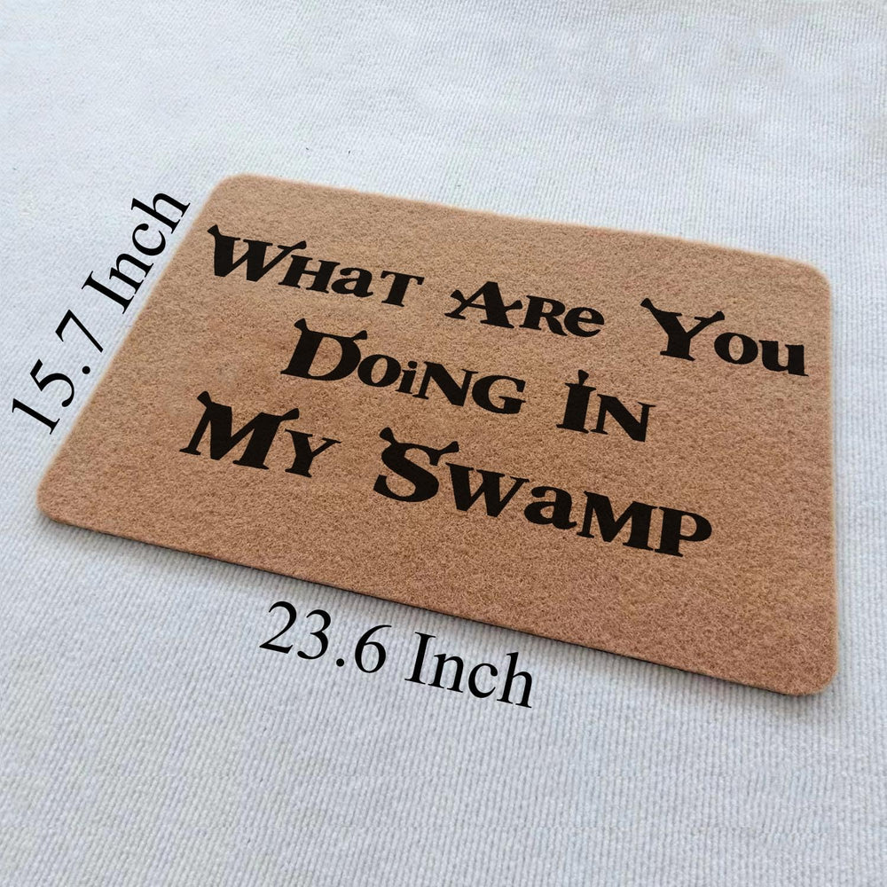 XLQHYH doormat with guest stepping on it highlighting durability