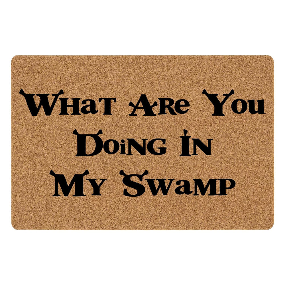 XLQHYH front-facing doormat showing slogan and welcome function