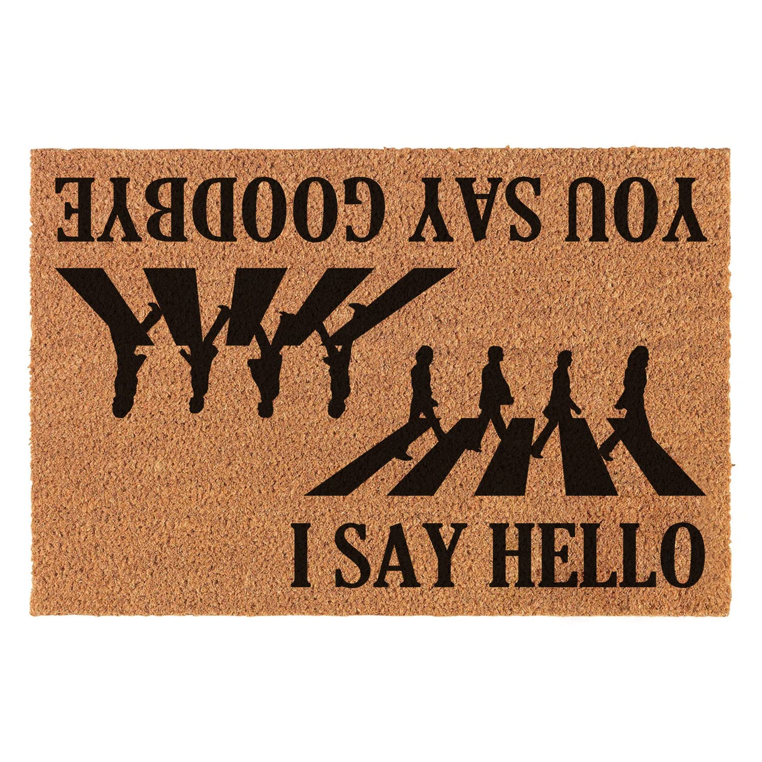 xlqhyh front view of doormat showing welcome message and curb appeal benefit