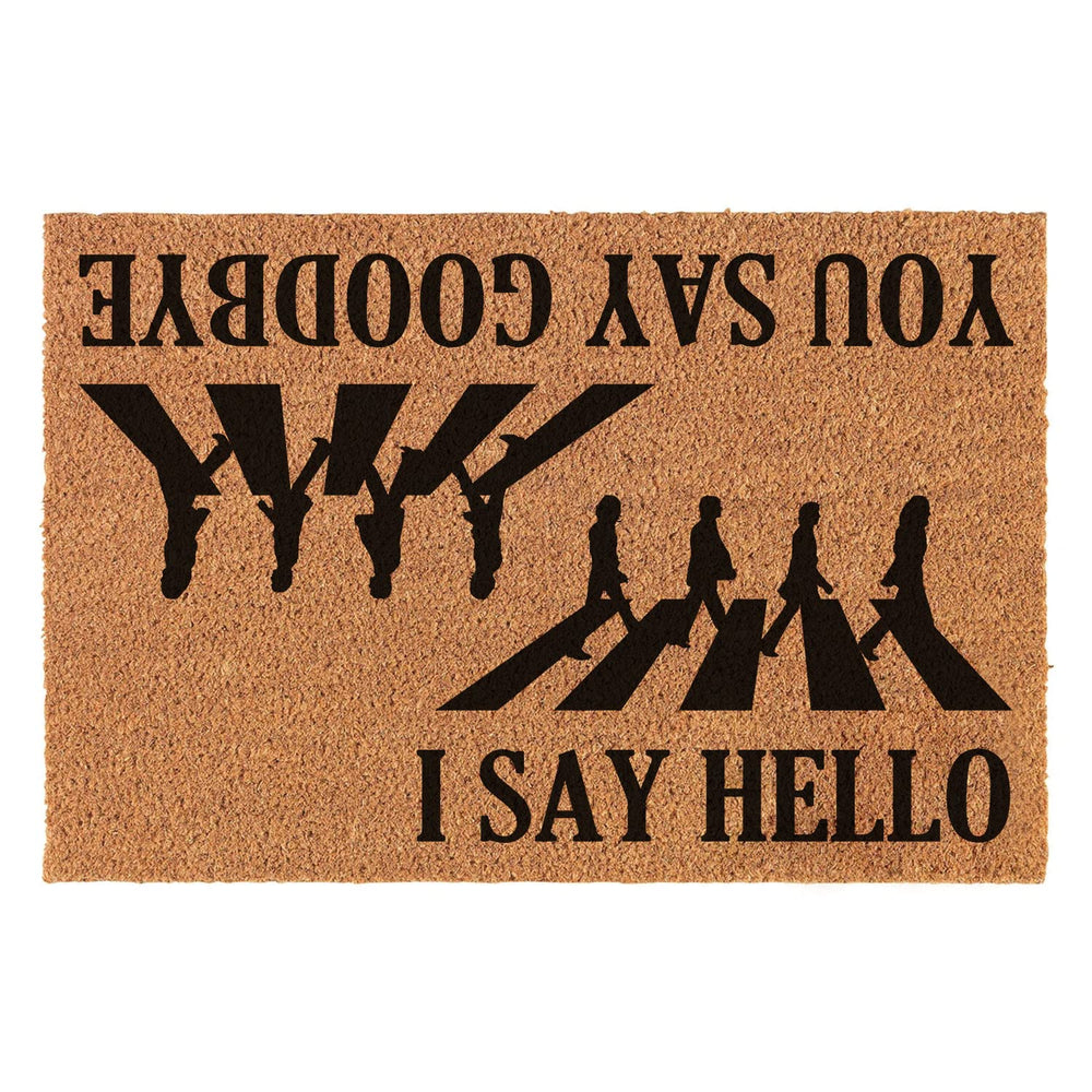 xlqhyh front view of doormat showing welcome message and curb appeal benefit