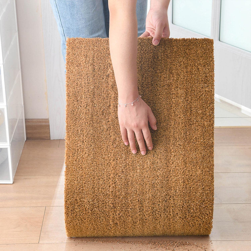 XLQHYH doormat in use on porch keeping floors cleaner from shoes