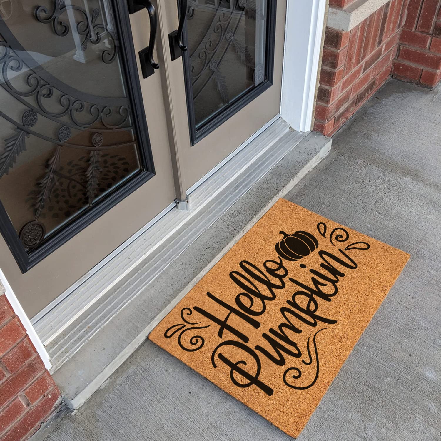 XLQHYH doormat on a covered porch creating festive curb appeal for guests