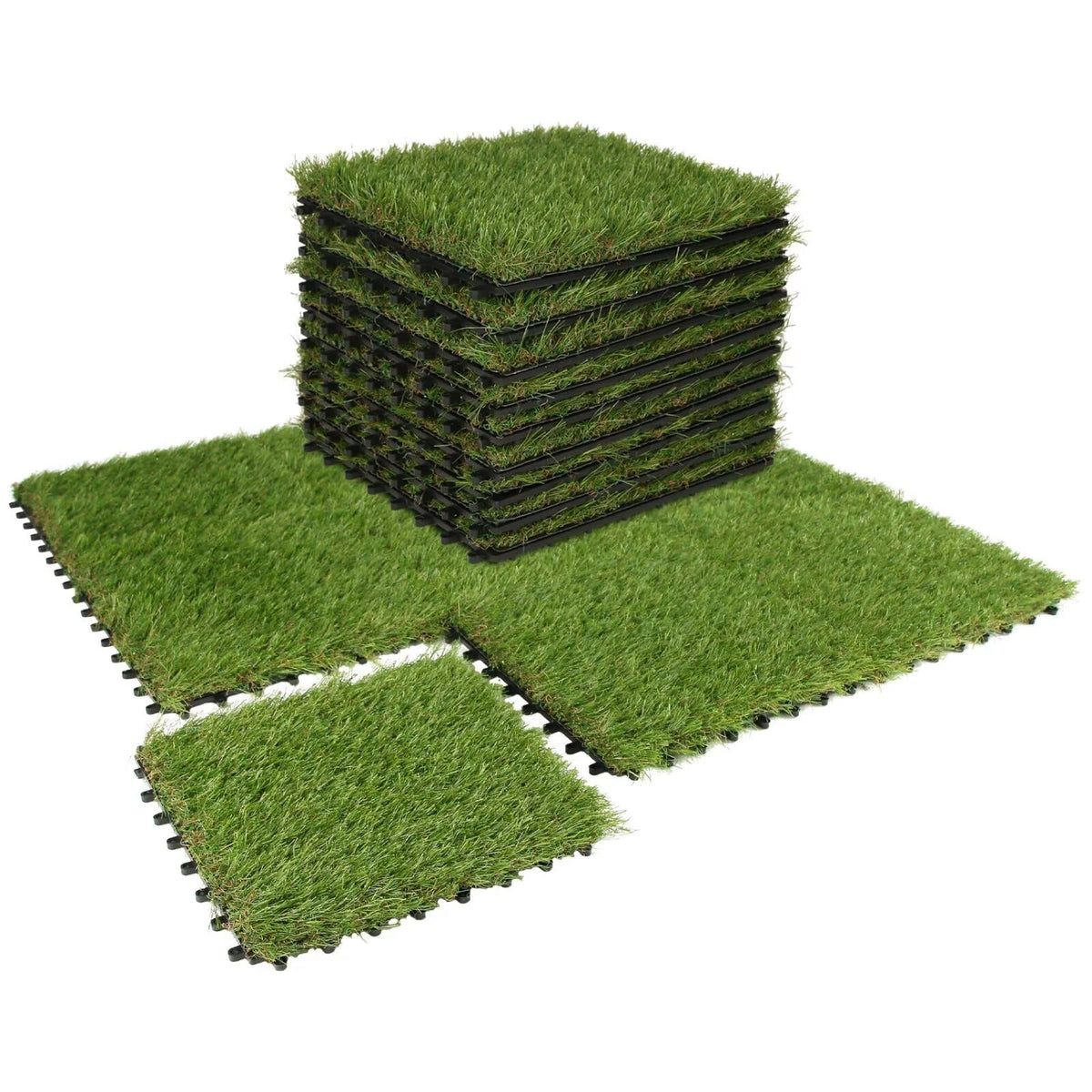XLX TURF front packaging showing 18 interlocking tiles and quick install benefit