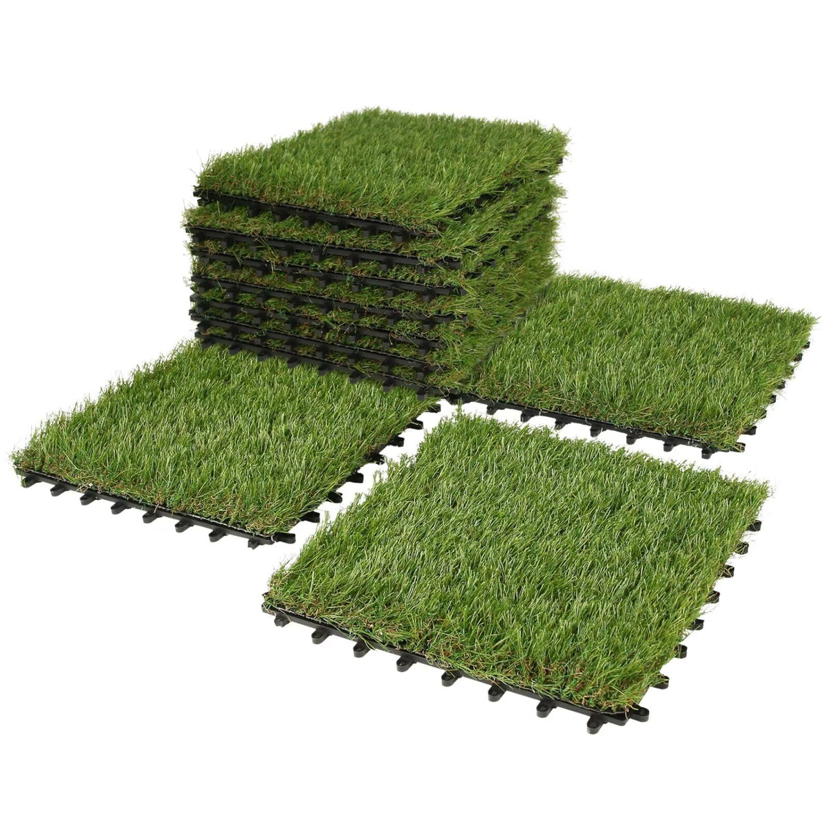 XLX TURF front pack view showing 12 turf tiles and benefits for quick installation