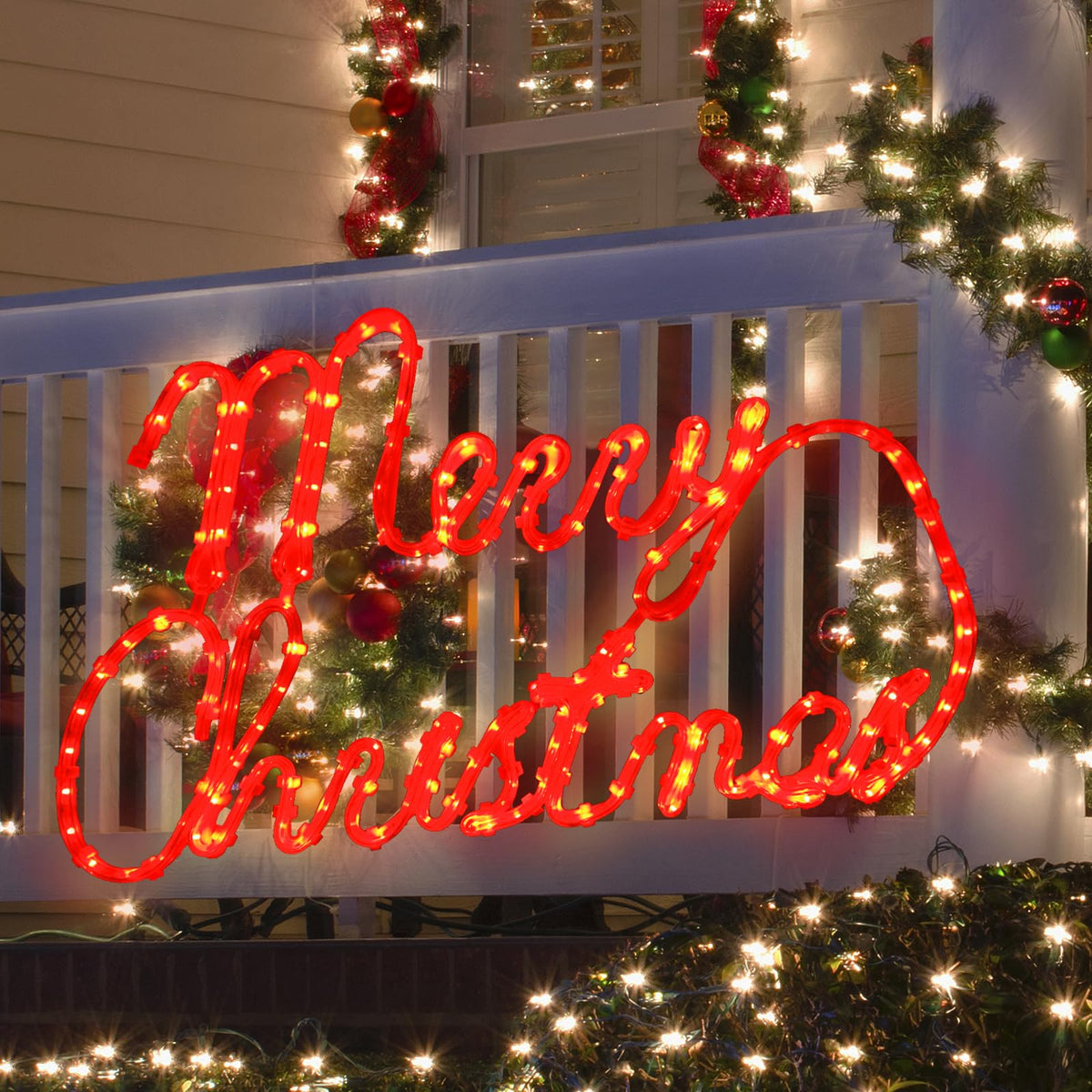 XMASLAND front view of sign showing bold letters and bright LEDs for instant curb appeal